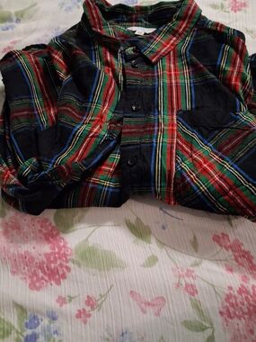 Black Multi-Color Plaid Button-Up Shirt Womens